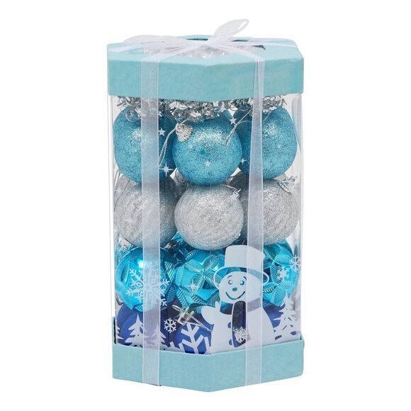 35 Pack Mini Ball Ornaments for Christmas Tree, Blue and Silver Peacock‎ Holiday - Picture 7 of 7